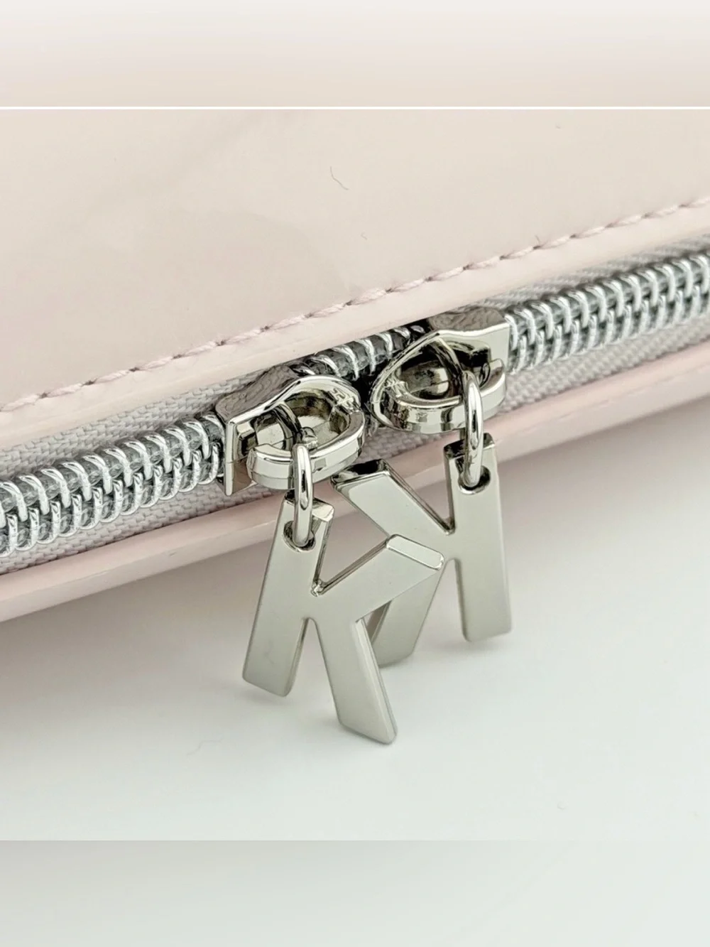 Kylie Cosmetics Pale Pink Glossy Cosmetic Bag with Silver KY Zipper Pulls